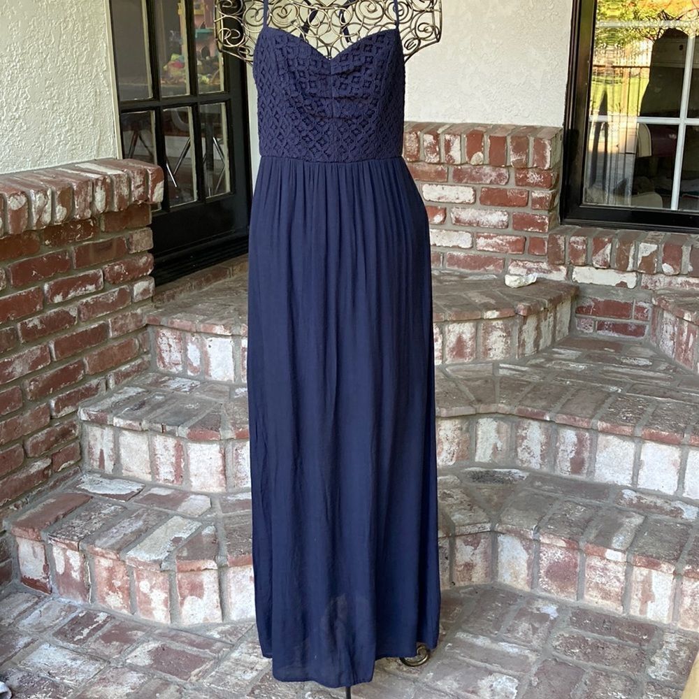 Speechless Lace Top Blue Maxi Dress Size M